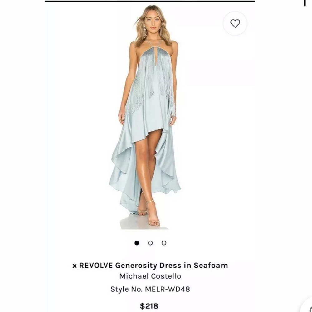 Revolve X Michael Costello blue fringe dress XS